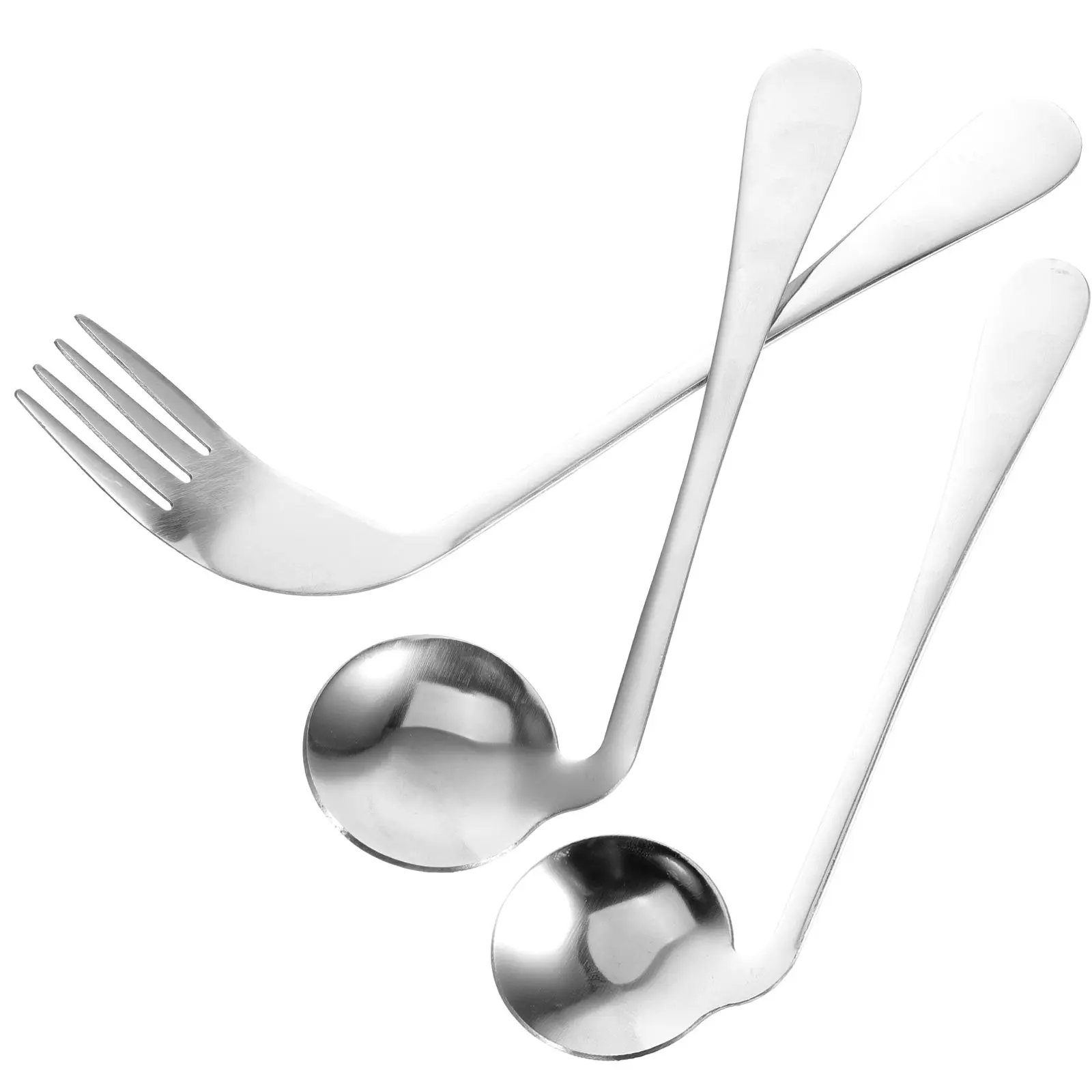 Ergonomic Angled Spoon and Fork Set – Stainless Steel Curved Utensils for Elderly, Arthritis, Disabled Self-Feeding
