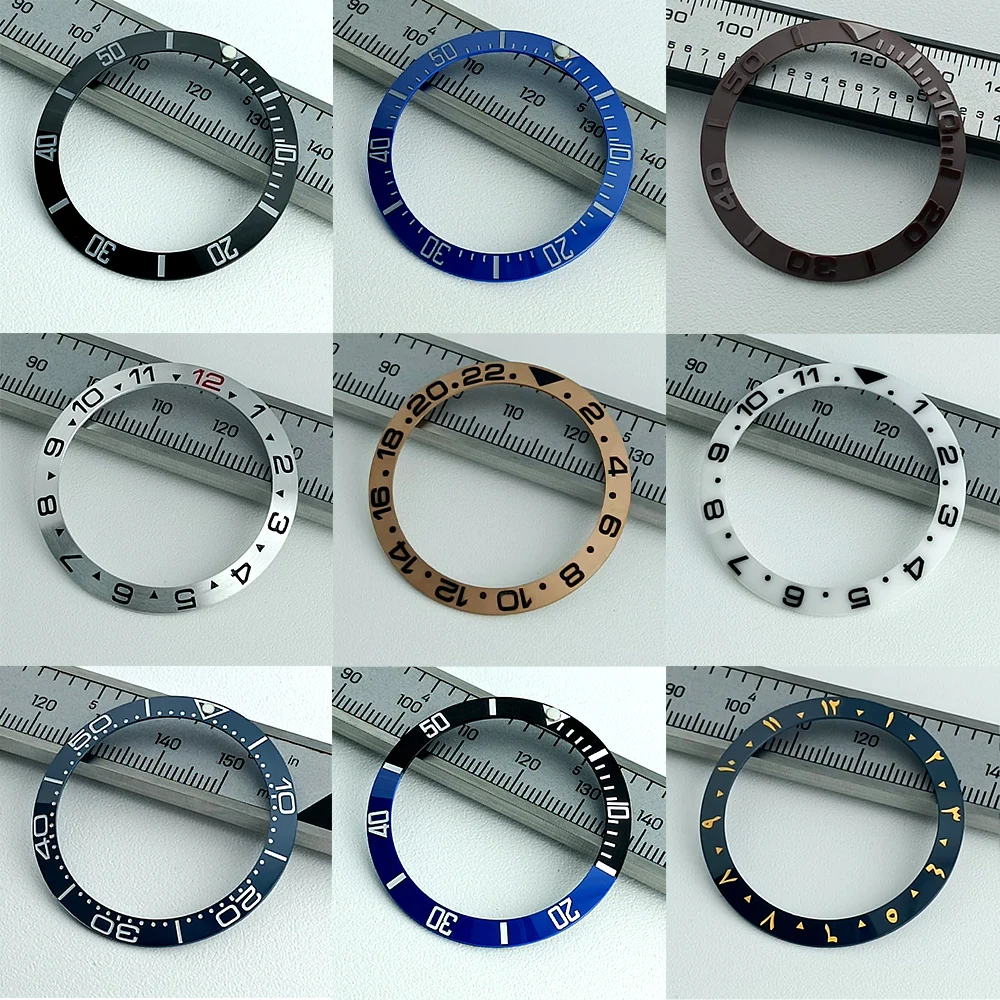 Наклонная керамическая вставка безеля 38 мм * 30,7 мм, керамический/алюминиевый светящийся безель, подходит для мужских часов 40 мм, сменные часы
