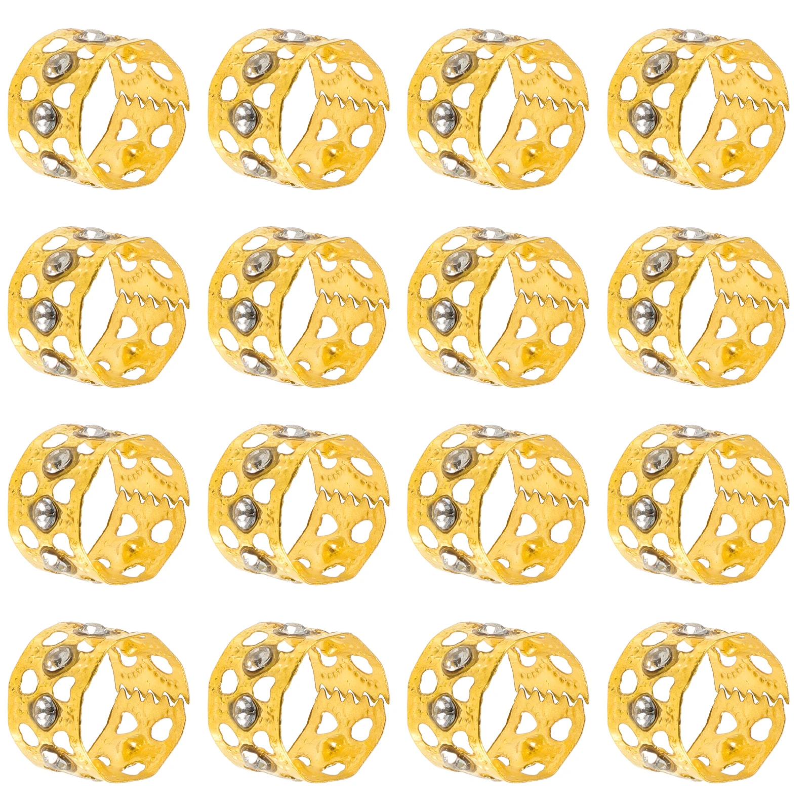 Anneaux creux en strass pour femmes, 50 pièces, accessoires de manchettes, grandes perles dorées pour cheveux, Dreadlock, tresses, outils, bijoux