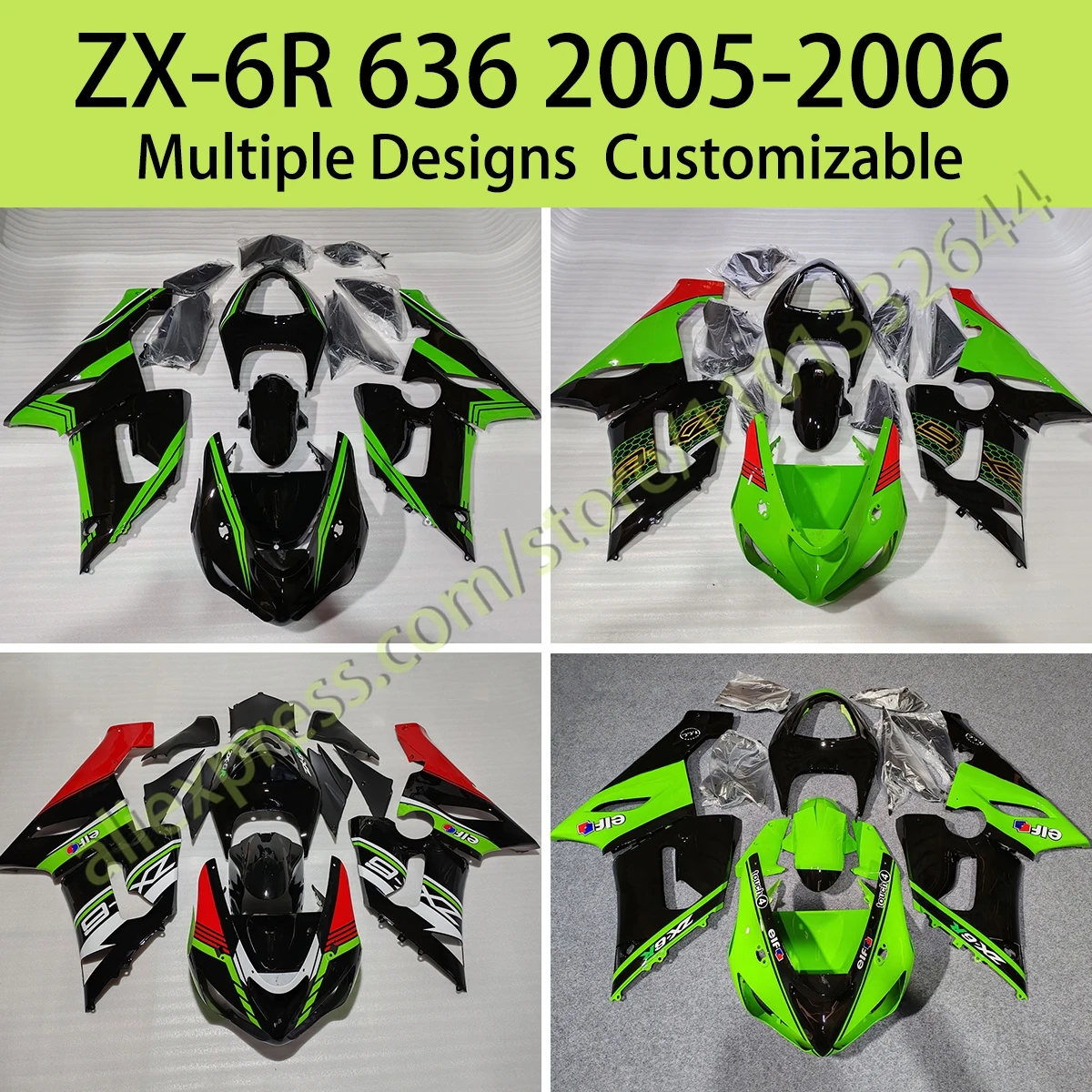 

Body Parts Fairings for Kawasaki ZX 6R 636 2005 2006 Motorcycle Injection Fairing Bodywork Kit Fit ZX6R 05 06