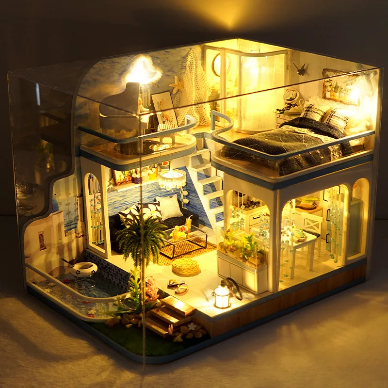 Kit de casa de muñecas en miniatura DIY, bloques de construcción Super World de montaje manual, regalos de cumpleaños de Navidad, Halloween para mujeres