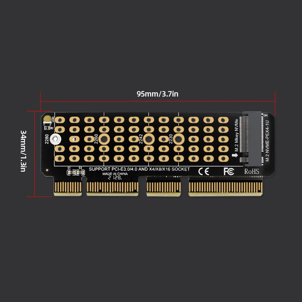 PCIe Riser Card SSD To PCIE4.0 M2 NVME Adapter Card M.2 M-Key MKEY M.2 To PCI-E4.0 Converter Full Speed X4 for 2230-2280 M.2 SSD