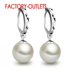 Newest High Quality 925 Sterling Silver With Freshwater Pearl Hoop Earrings For Women Lady Fashion Jewelry Factory Direct Sale