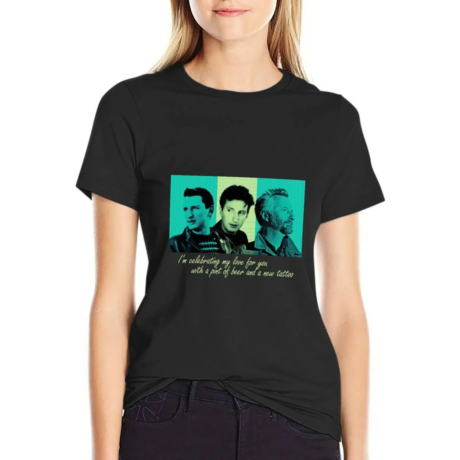 

Billy Bragg Celebrating My Love For You lyric T-Shirt animal print quick-drying korean fashion Blouse black t shirts for Women