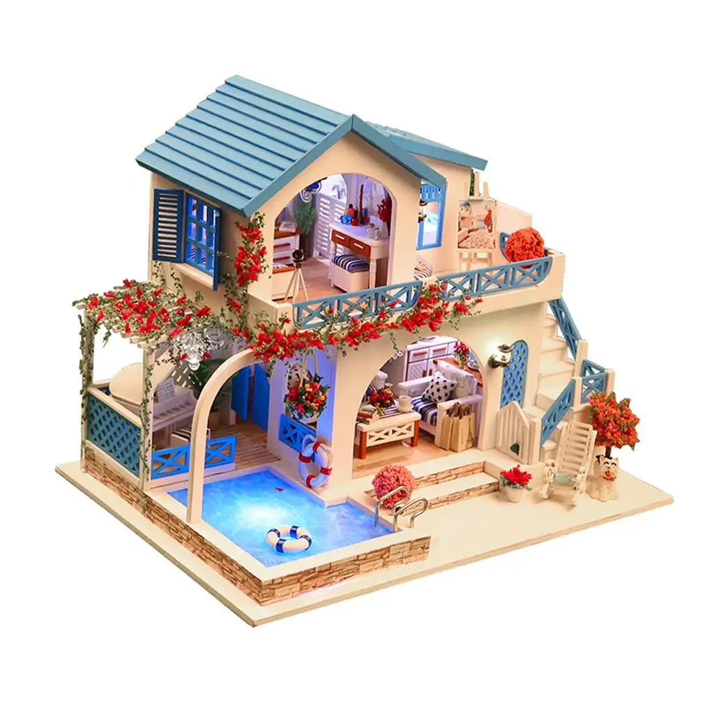 

DIY Dolls House Miniature Handcraft Assembled Toy Dollhouse Villa Model