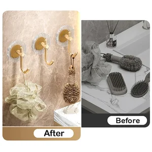 Móc tường acrylic tự dính vào phòng tắm, không khoan, móc treo tường, móc phía sau và chìa khóa, trang trí nhà 6 Mange bán hàng chính trong acrylic - №4