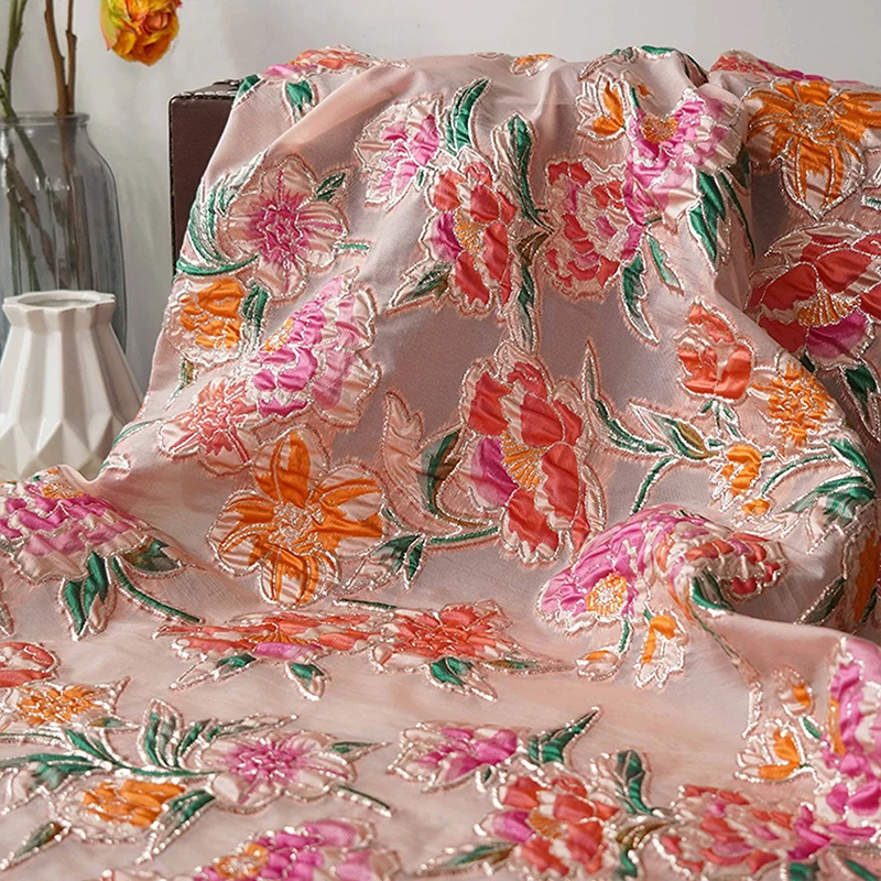 Floral Embossed Jacquard Fabric Palace Style High-quality Stunning Floral Design Yarn-dyed Fabric For Sewing Garments Dress