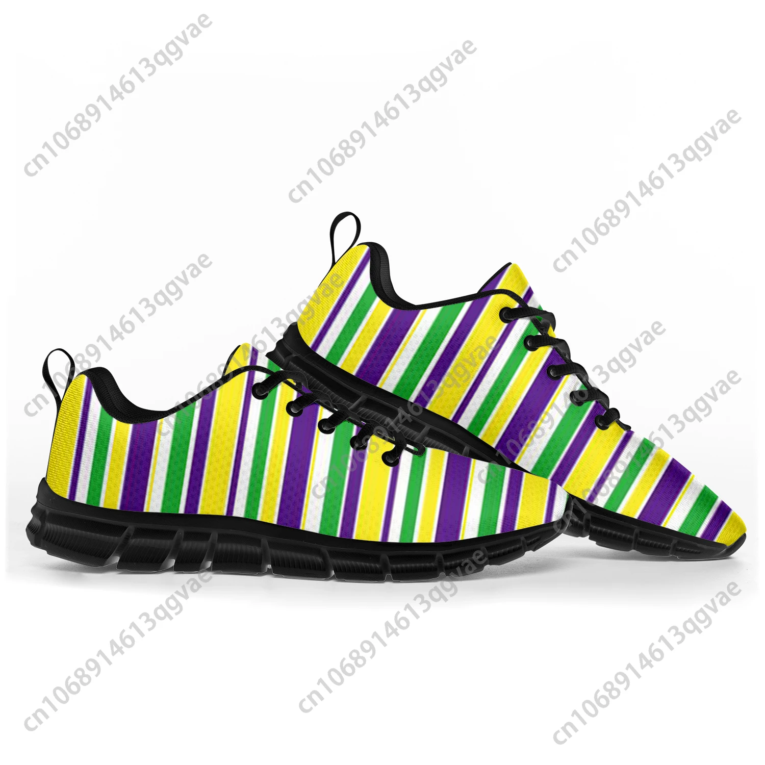 Mardi Gras Stripe Sports Shoes Mens Womens Teenager Kids Children Custom Sneakers Casual Tailor-Made Shoe High Quality Couple