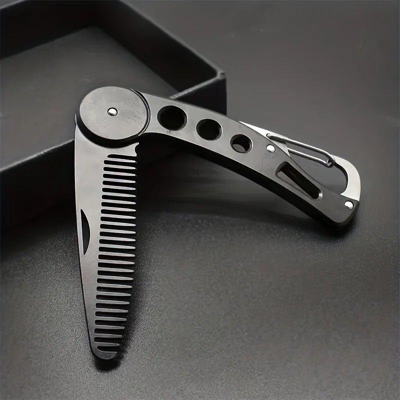 

1pc Stainless Steel Men'S Beard Comb Keychain - Non-Braided Iron Material, Unplated, Ideal for Beard Trimming and Styling