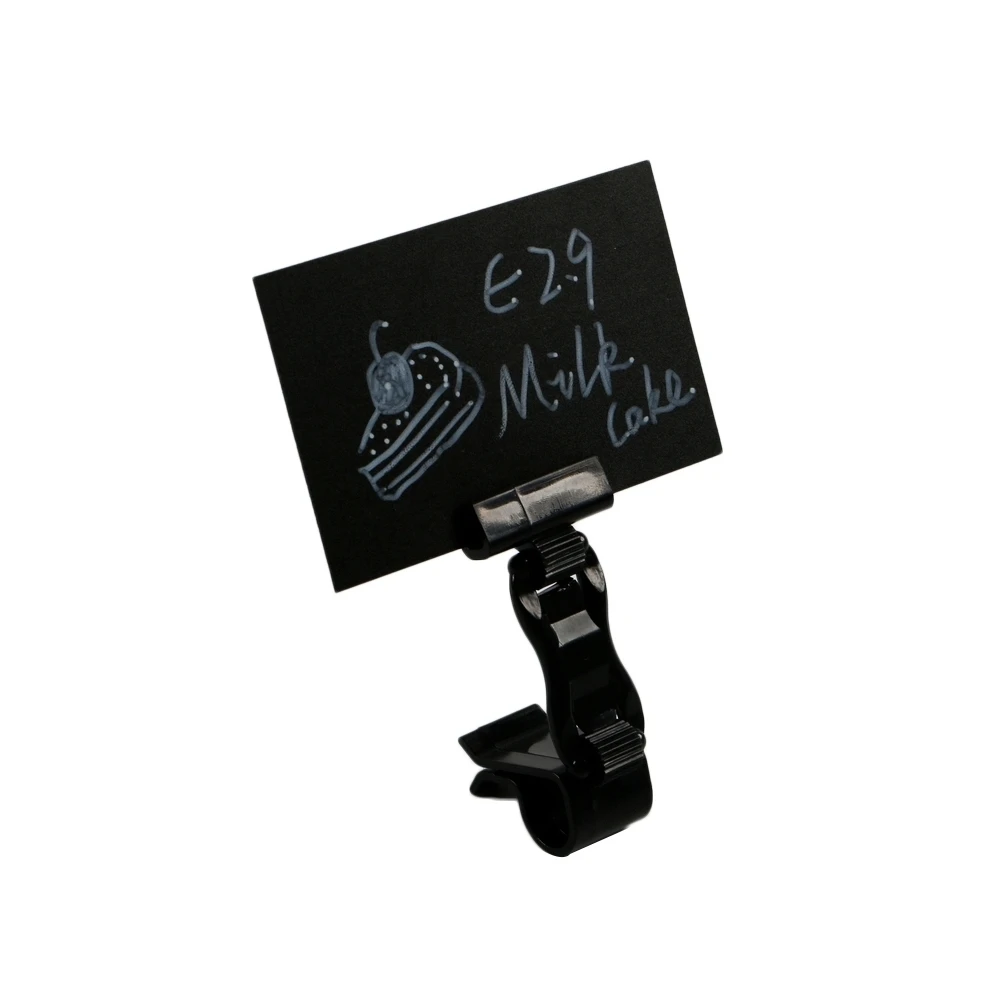 

Black Rotating Swivel Pinch Clip Sign Holder For Surfaces Up Pop Price Tag Display