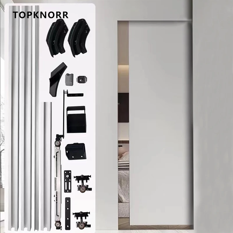 Imagem -02 - Invisible Push Door Sliding Track Polia Interna do Amortecedor Apto para Vestiário e Quarto Acessórios de Hardware Push Bus