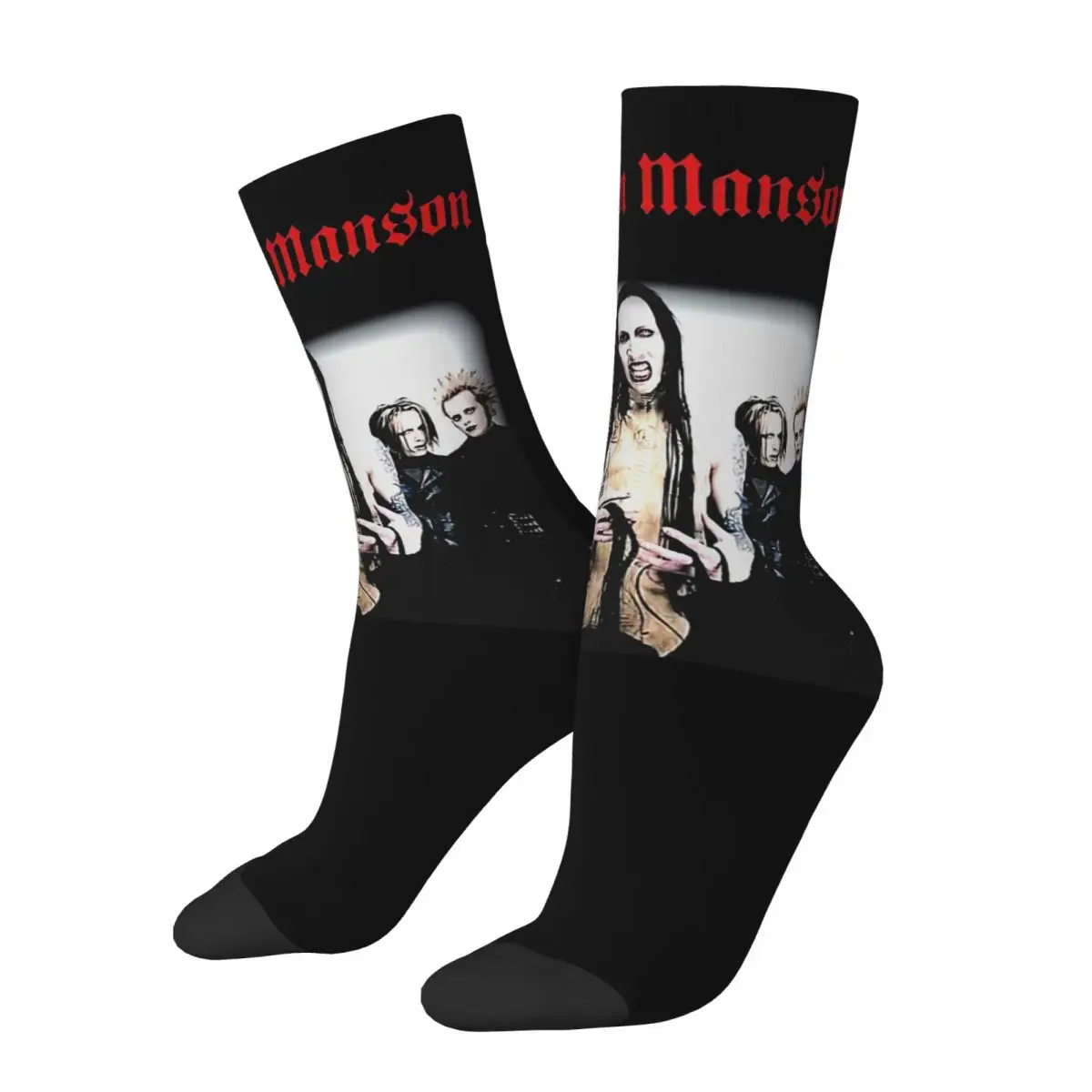 

Autumn Winter Funny Men's Women's Marilyn Manson Music Rock Socks Industrial Metal Sweat Absorbing Soccer Socks