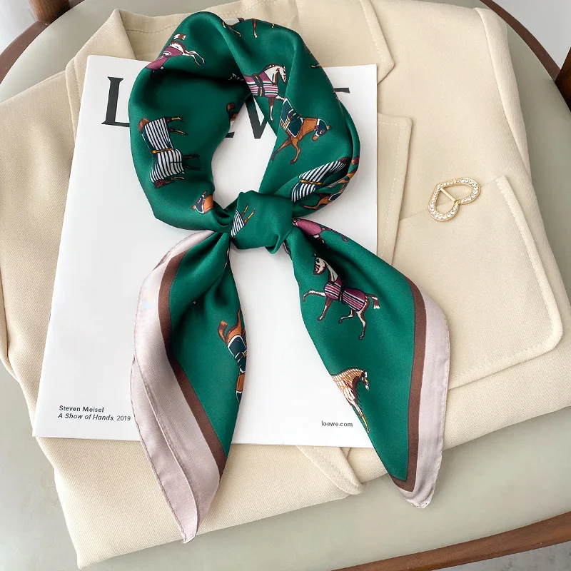 2022 Silk Scarf Hair band Square Shawl Satin Bag Scarves Head Wrap for Women Bandana Neckerchief Female Hijab Girls Headband