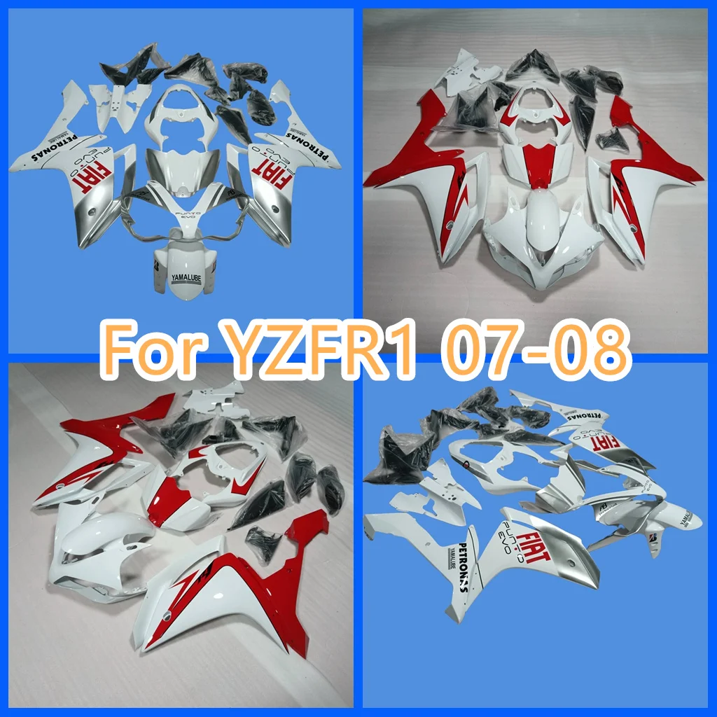 Motorcycle Panel Fairing Kit Bodywork Complete Full Set Fit For Yamaha YZFR1 2007 2008 YZF-R1 07 08 white/silvery ZXMOTO