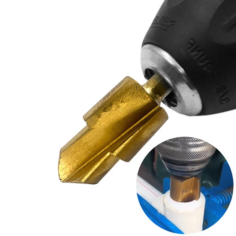 Broca de elevación mejorada chapada en titanio PPR de tres hojas, mango Hexagonal, herramienta de reparación de tuberías de perforación de tuberías de agua