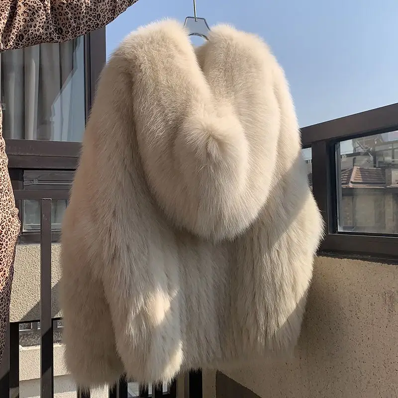Толстое теплое зимнее женское пальто из искусственного меха с капюшоном, экологически чистые женские пальто из искусственного лисьего меха Толстое теплое зимнее женское пальто из искусственного меха с капюшоном, экологически чистые женские пальто из искусственного лисьего меха