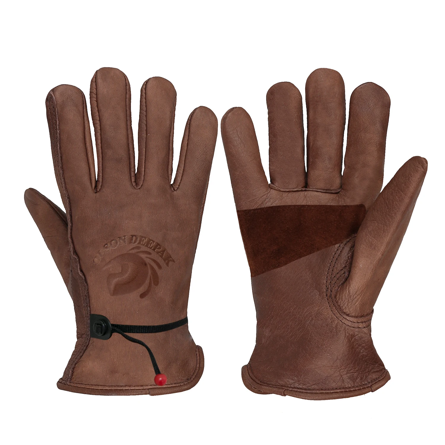 Cowhide Leather Gloves for Men&Women,Brown Moterbike Leather Gloves,Thorn Proof Garden Work Gloves Outdoor Camping leather glove