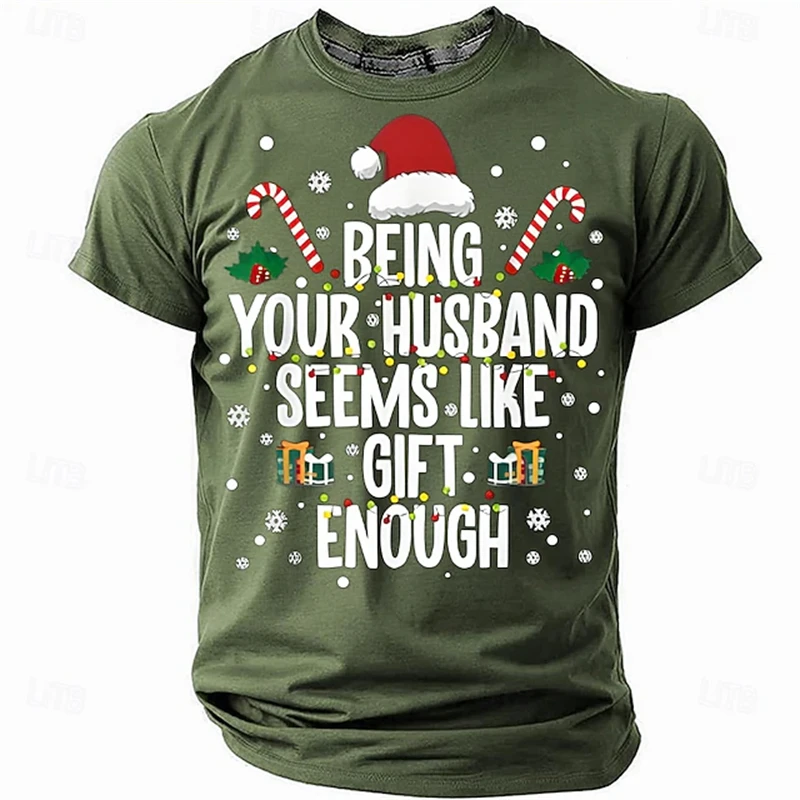 

2026 New Men's Christmas-Themed Short-Sleeve T-Shirt Christmas & New Year's Loose-Fit Pullover Men's Family Party Short-Sleeve