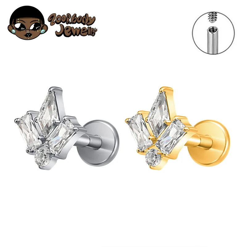 ASTM F136 Titan Conch Lab Piercing mit 5A Zirkonia Interner Helix Labret Helix Knorpel Tragus Ohrring Körperschmuck