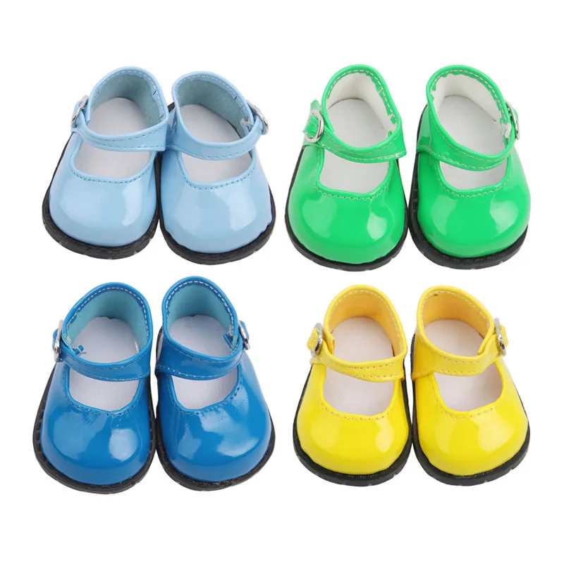 18 Inch Doll Girl Big Head Thick Soled Leather Shoes Fashionable Solid Color Shiny Leather Shoes Doll Versatile Clothing Doll AC