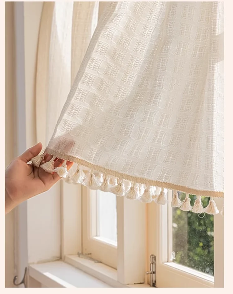 French Kitchen decoration short curtain semi blackout door curtain cotton linen curtains tulle bedroom shading partition yarn