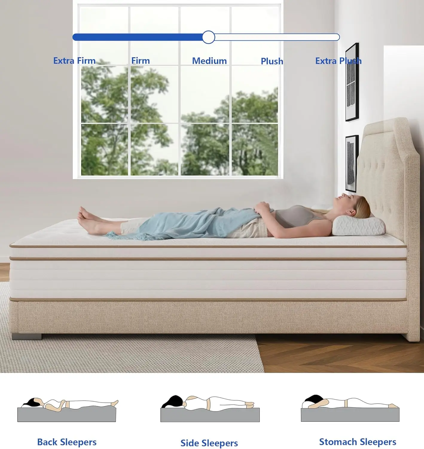 King Size Mattress 12 Inch Hybrid Mattress in a Box with Gel Memory Foam Individually Wrapped Pocket Coils Innerspring