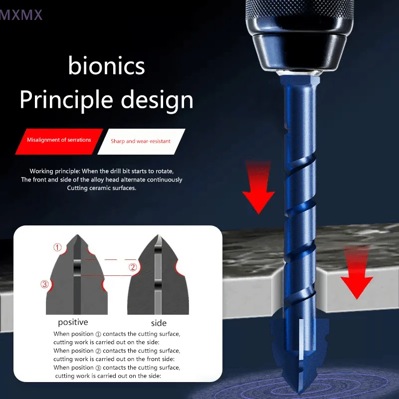 6/8/10/12/14mm Sharp Toothed High Hardness Eccentric Drill Bit Glass Tile Ceramic Punching Rock Slab Drill Bit Offset Cutting