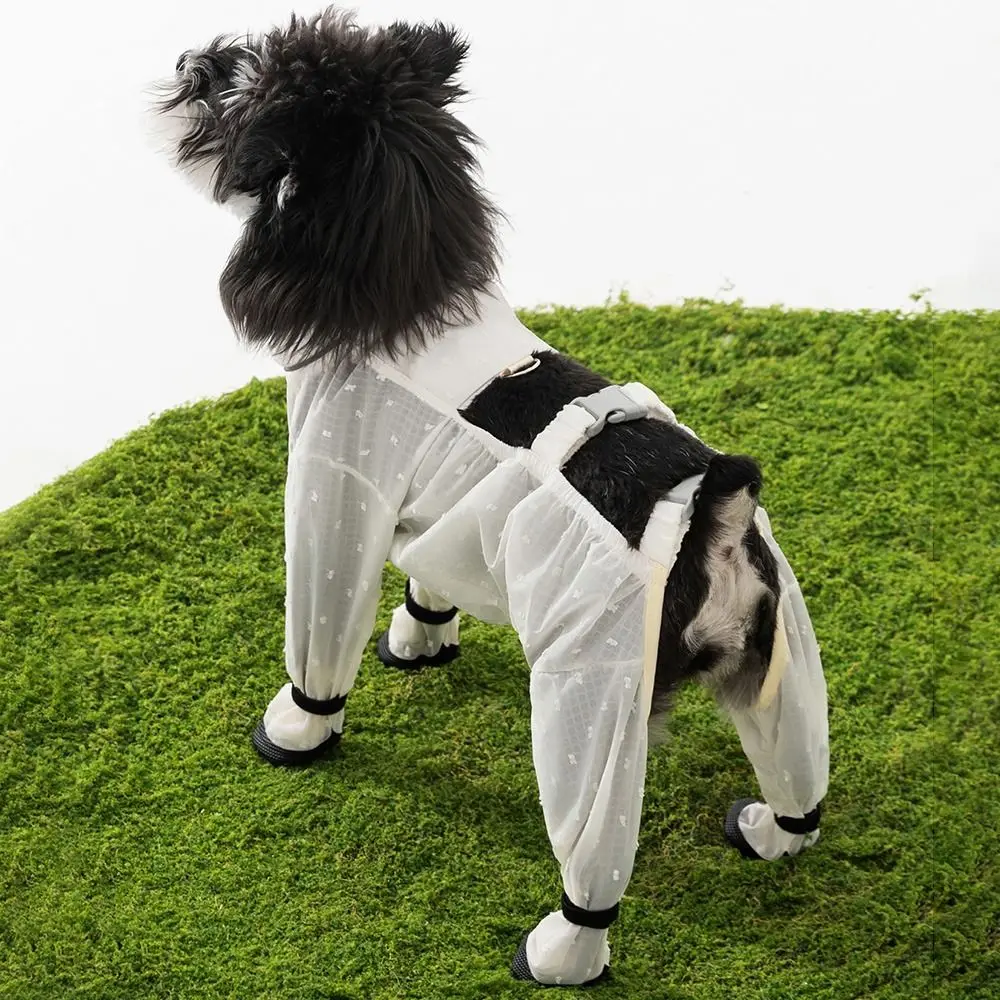 

Thin Breathable Dog Jumpsuit Reflective Strip Soft Belly-Covering Pet Outfit Stain Resistant Easy To Clean Four Legs Dog Clothes