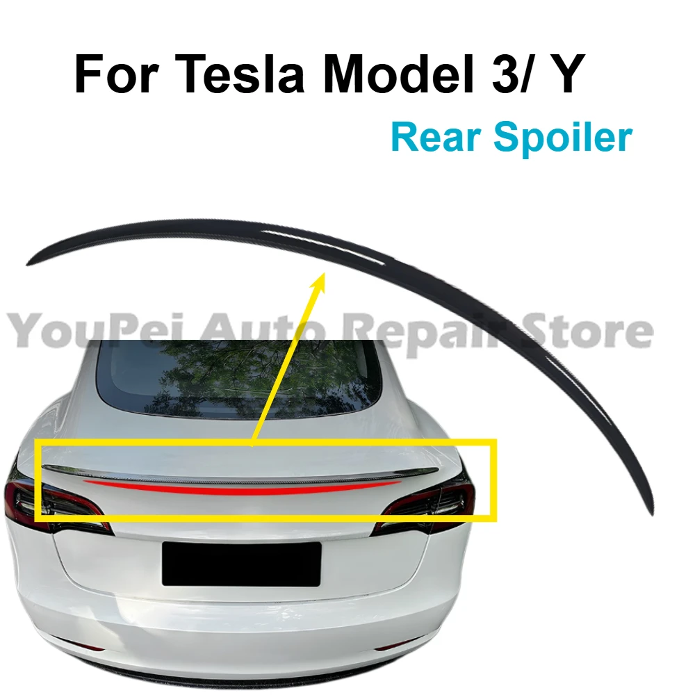 Für Tesla Model 3/Y Universeller Spoiler im Carbon-Fiber-Stil, Zerstörungsfreies Sport-Exterieur-Upgrade