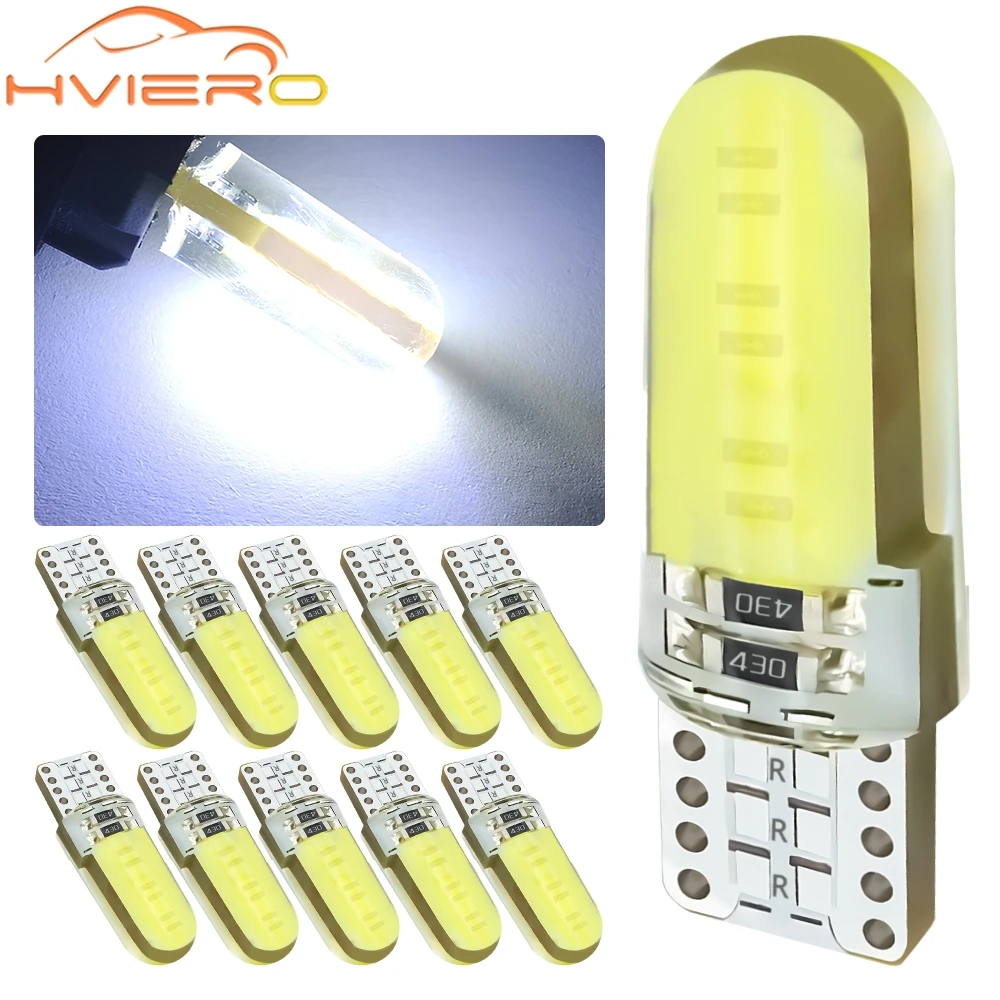

10 шт. T10 W5W COB Auto Silicagel 2smd Парковочные указатели поворота Canbus Лампа номерного знака 12 В Автомобильный габаритный светодиодный купольный светильник для чтения
