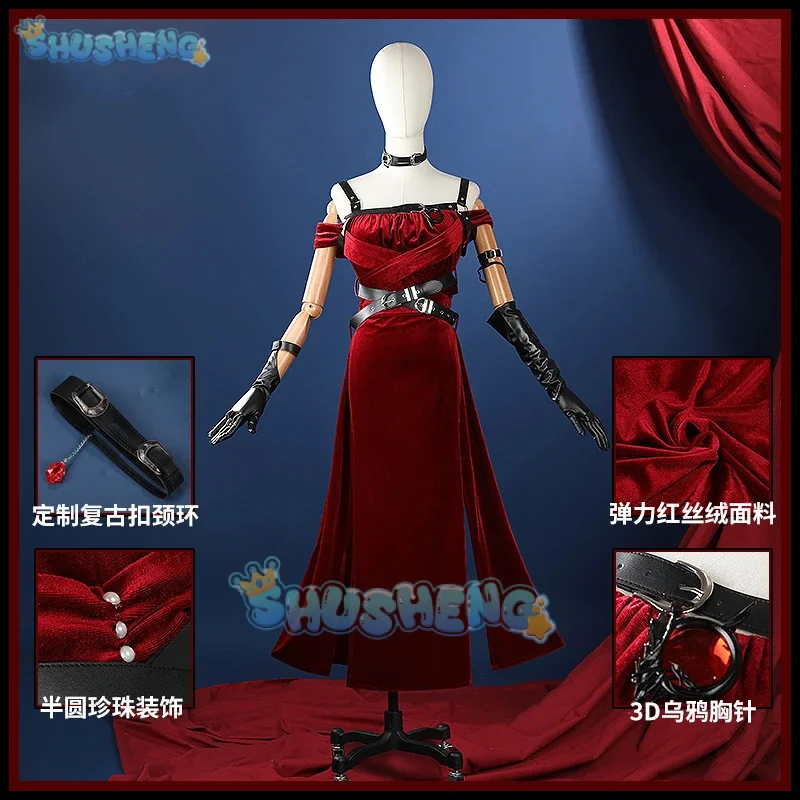 Love And Deepspace Red Dress The Darkness Is Beautiful Red Velvet Heroines Cosplay Costume Game Party Uniform Shusheng