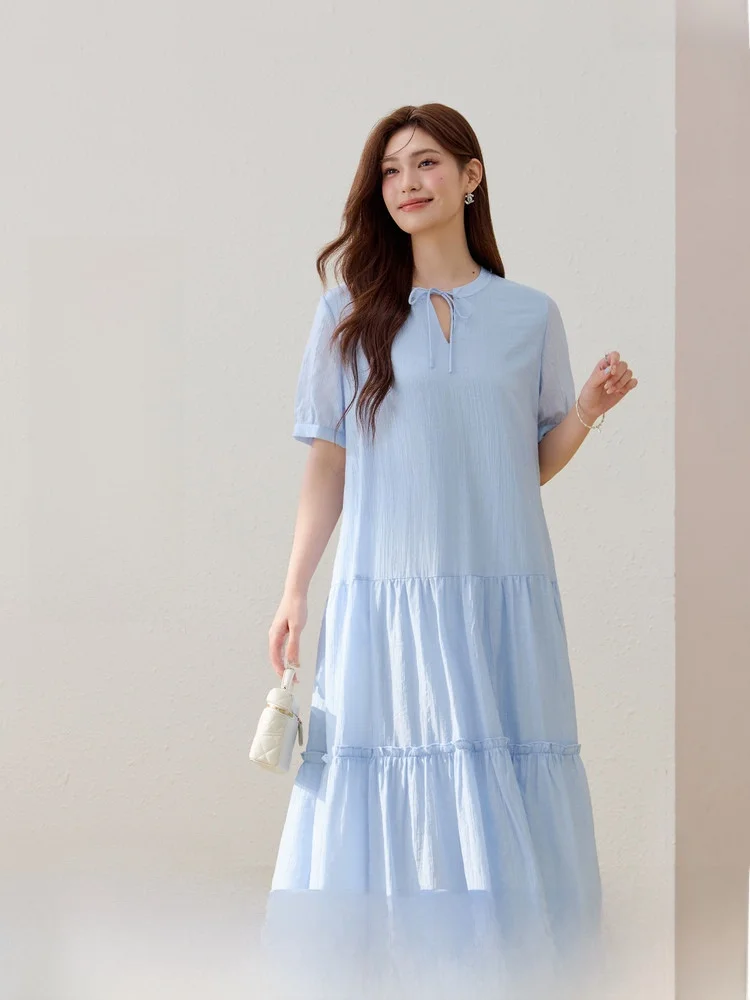 

Fashionable Loose Straight-Leg Dress Large Size Women's Clothing Summer New Arrival Korean Style Commute Wind V-Neck Short Sl...
