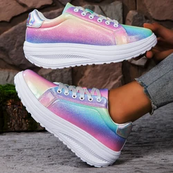 2024 Sneakers Women Platform Flat Shoes Woman Casual Trainers Ladies Chunky Women Shoes Thick Bottom Wedges Walking Shoes