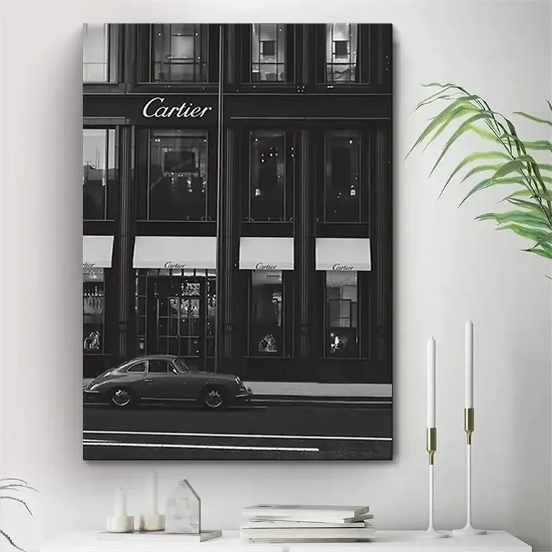 Black and white art abstract decoration living room bedroom bedside home canvas painting street scenery