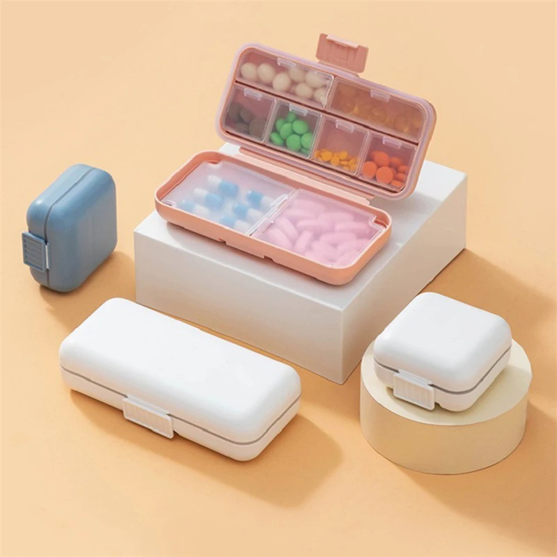 Desktop Sealed Medicine Storage Box with Lid Divided Medicine Box Portable Mini Plastic Multifunctional Divided Storage Box