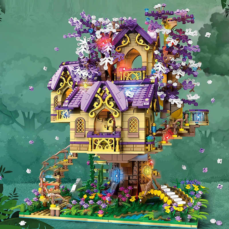 

Cherry Blossom Fairy Tree House 5 Figures Building Blocks City Magic Architecture Brick Model Kit Toy Adults Kid Gift 2242PCS