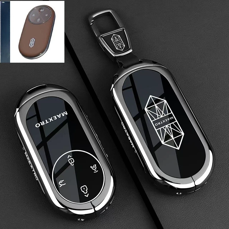 Zinc Alloy Key Fob Cover for MAEXTRO Zunjie S800, Heavy Duty Metal Protective Case Shell with Keychain, Anti-Drop Scratch Proof