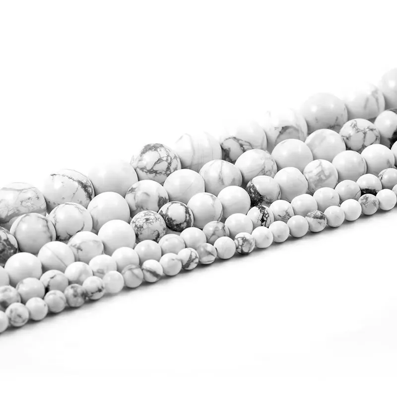 Pierre naturelle Howlite Turquoises blanches, perles rondes en vrac 4/6/8/10 MM pour la fabrication de bijoux, colliers et bracelets