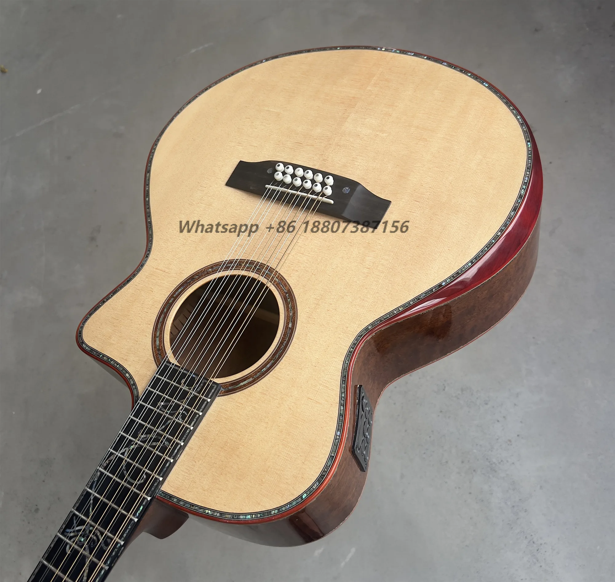 Handcraft Custom All Solid 12 Strings 40 Inch 5A Adirondack Spruce 5A Quilted Mahogany Acoustic Guitar