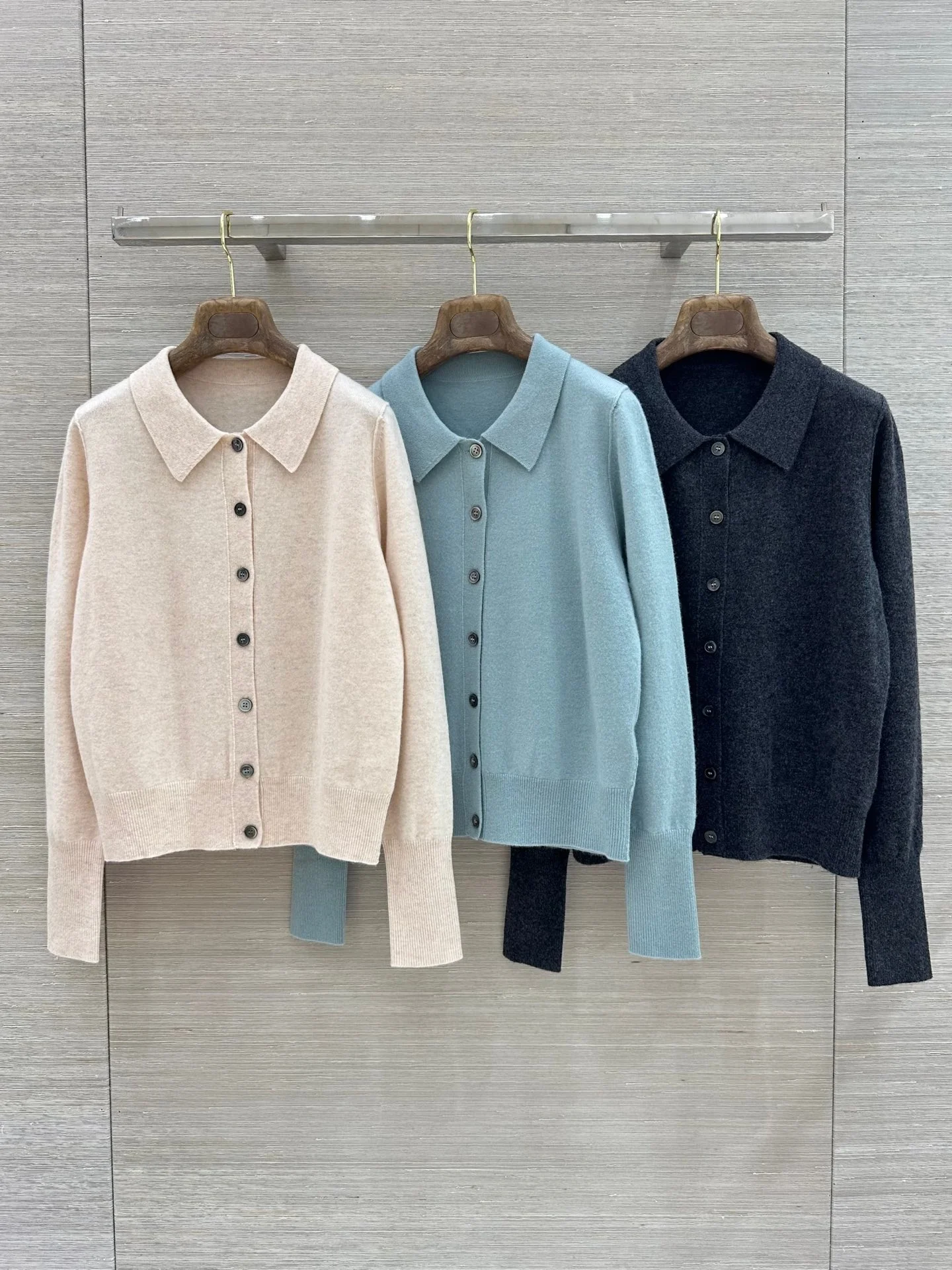 Women's Wool Cashmere Knitted Cardigan Single Breasted Turn-down Collar Long Sleeve Fashion Female Sweater