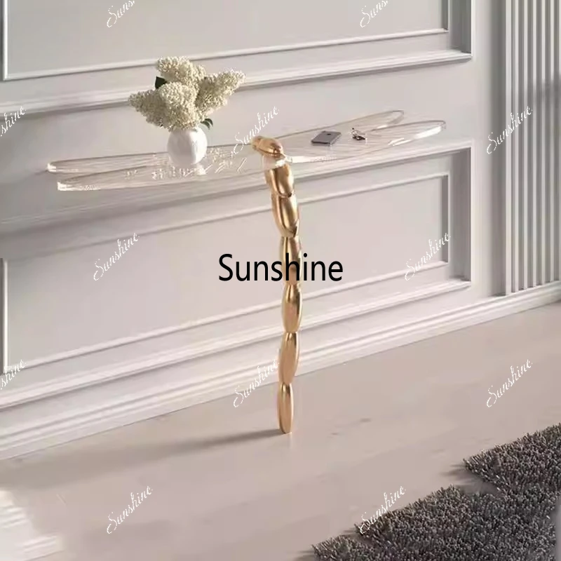 

Home against the wall, creative living room, end view table