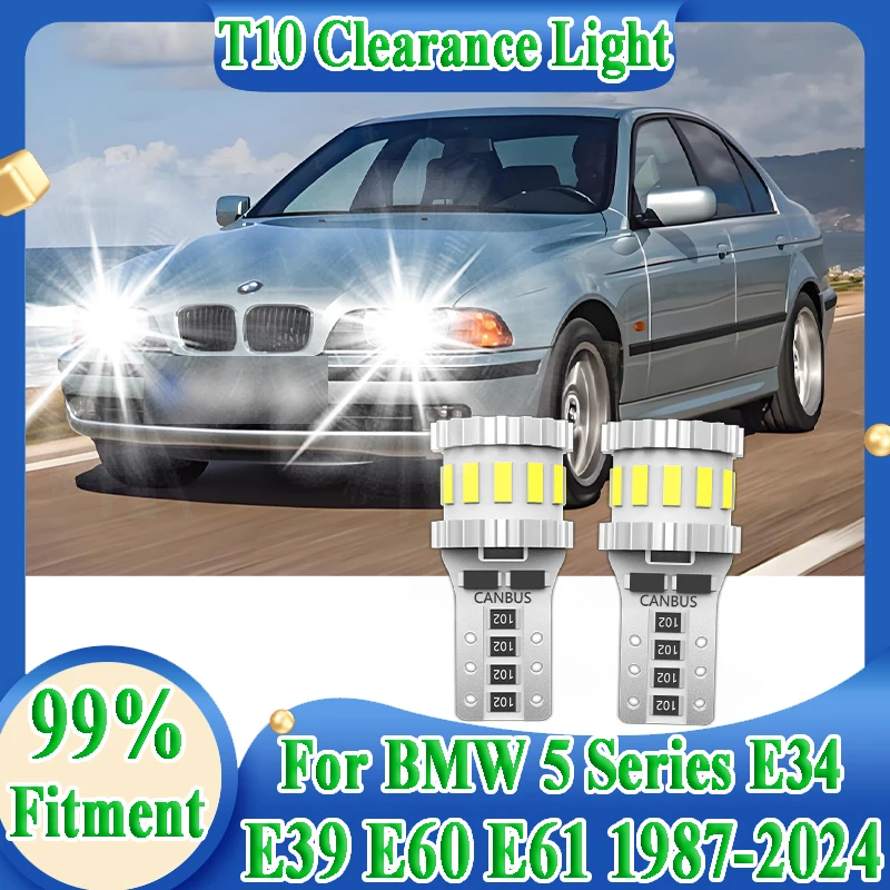 2PCS T10 W5W Car LED Bulbs Parking Lamp Plug and Play For BMW 5 Series E34 E39 E60 E61 1987-2023 2024 Clearance Front Side Light