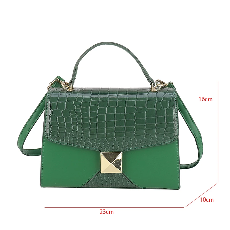 Designer Luxe Zachte Top-Handtas Vrouwen Goud Zilver Alligator Lederen Handtas Meisje Merk Kleine Vierkante Schouder Crossbody Tassen