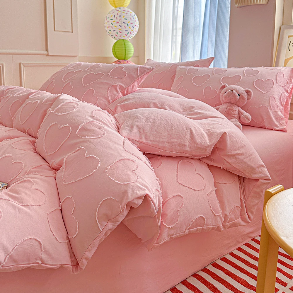 Duvet Cover Bedding Set Twin Full Queen King Size 135x200 Nordic Quilt Cover 240x220 Double Single Heart Bed Linen 200x200