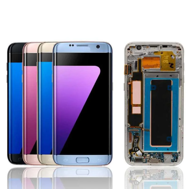 5Pcs New For Galaxy S7edge Screen Assembly G935F LCD display curved inside and outside screens