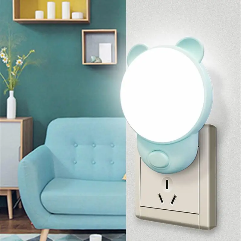 Two-color Bear Night Light Long Endurance Plugged Household Accessories Bedroom Bedside Lamp No Glare Flicker Brightness