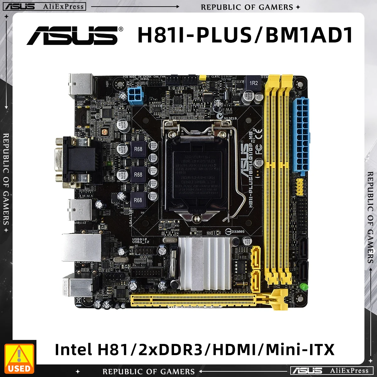 

ASUS Motherboard H81I-PLUS/BM1AD1/DP_MB With LGA 1150 Socket for 4th Gen Core i3 i5 i7 Processor Supports 2x DIMM Max. 16GB DDR3