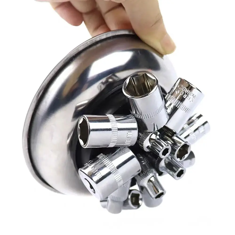 

1Pcs Round Square Magnetic Parts Tray Magnet Multifunctional Tool Organizer Stainless Steel Silver Parts Bowl