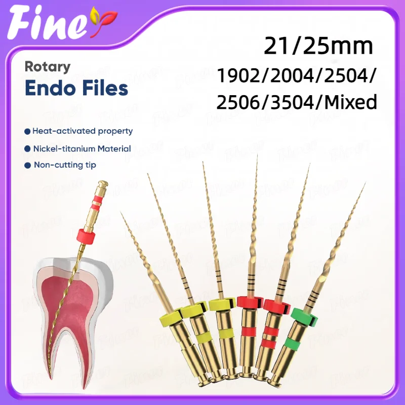 

Finer 6pcs Dental Endodontic Files Gold Taper Files Niti File Endodontic Rotary Files 21/25mm Dentistry Root Canal Material