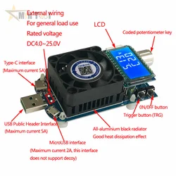 KZ35 35W /25W prąd stały obciążenie rodzaj USB C QC2.0/3.0 AFC FCP wyzwalacz baterii Testser detektor pojemności rozładowania